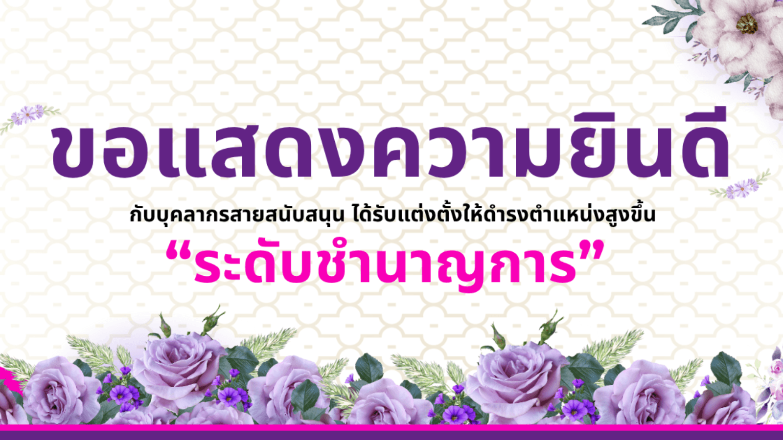 ขอแสดงความยินดีกับบุคลากรสายสนับสนุน ได้รับแต่งตั้งให้ดำรงตำแหน่งสูงขึ้น “ระดับชำนาญการ”